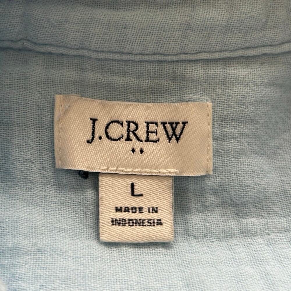 J.Crew Gauze Cotton Button Down Shirt Blue Beach Casual Lightweight Size L - Picture 5 of 7